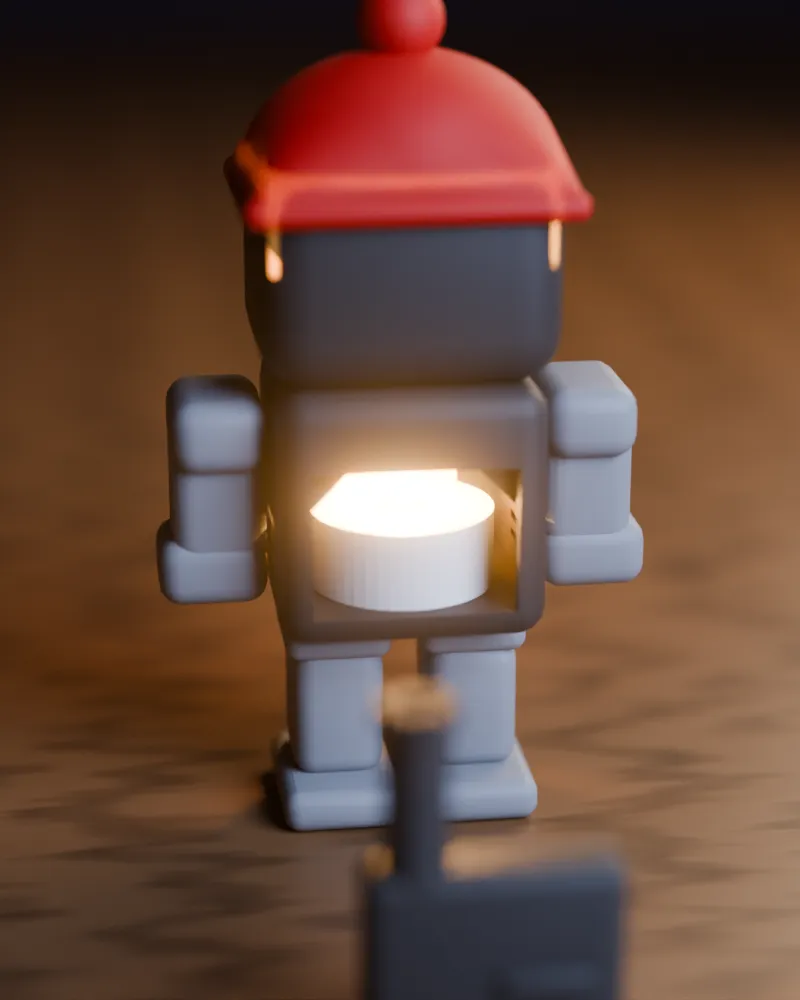 Ein LED-Teelicht steht im Bauch von Glutling.